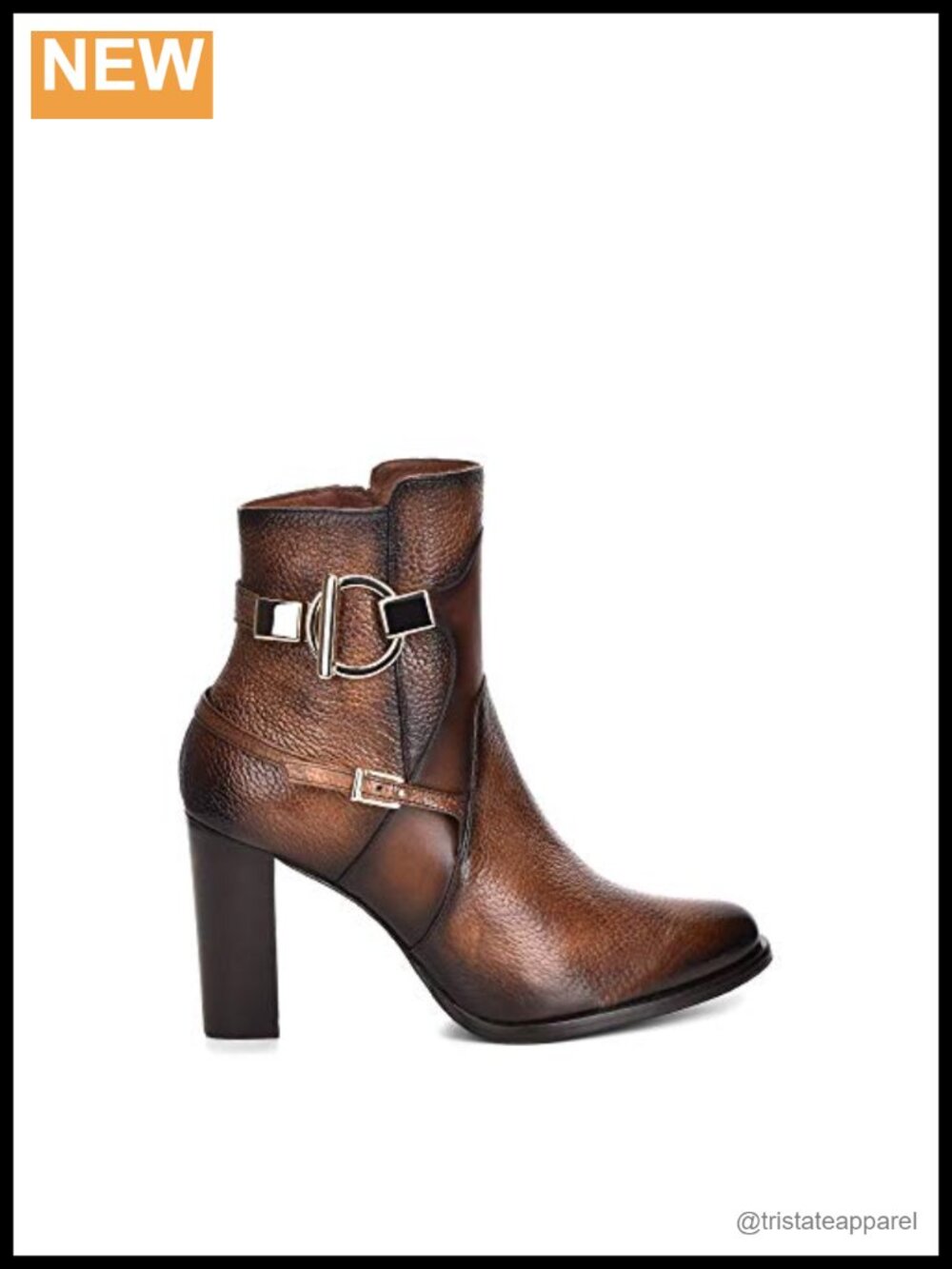 Genuine Deer Leather Ankle Bootie with Buckle - Women's Size 9.5